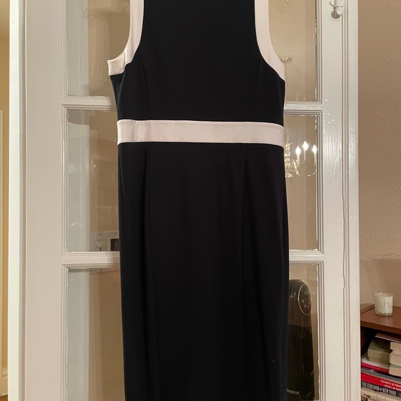 Michael Kors Jersey Dress size 12 dark blue/white midi - Picture 4 of 6